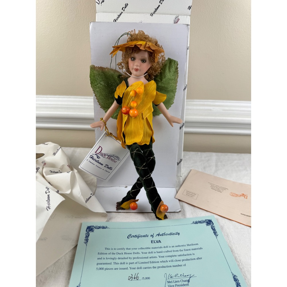 Duck House Heirloom Dolls Elva Limited Edition Porcelain Fairy Doll 10 Inch COA